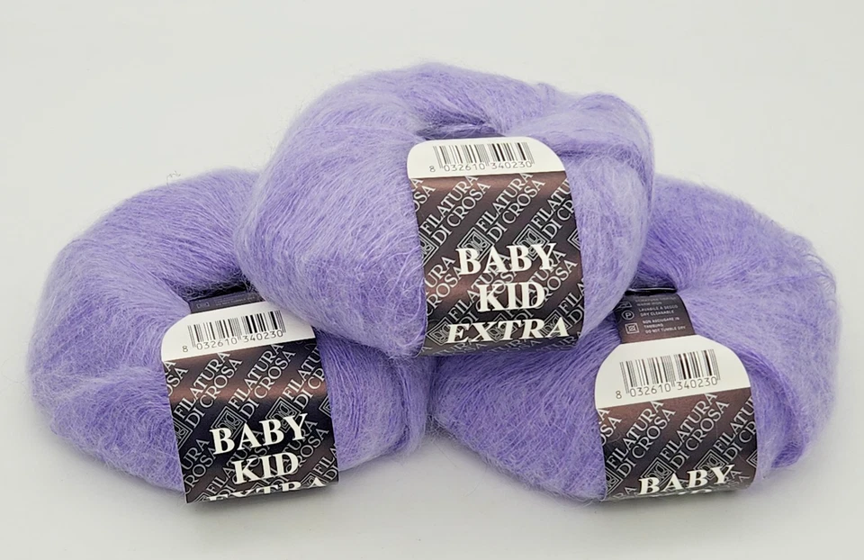 Lote de 3 Filatura Di Crosa Baby Kid Extra 455 púrpura claro mohair/nylon 25 g cada uno Foto 3 de 4