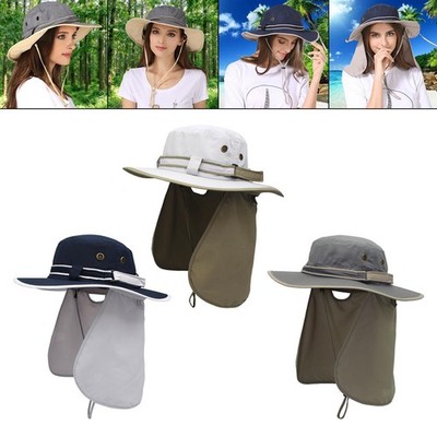Unisex Sonnenhut zum Angeln mit breiter Krempe und Nackenschutz, verstellbar und