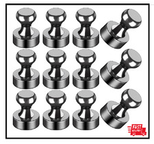 12Pcs Black Fridge Magnets, Small and Strong Magnets for Whiteboard, Office, Cla