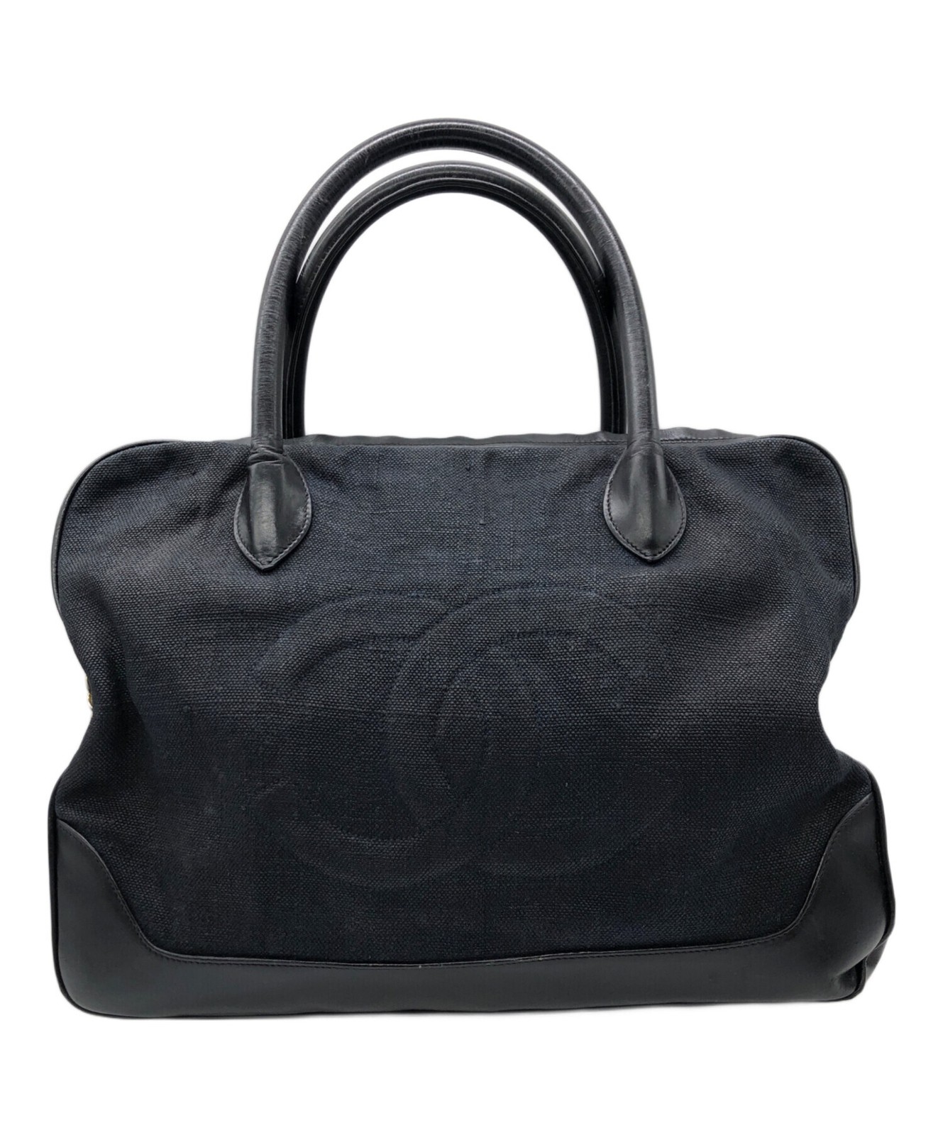 CHANEL Black Denim Tote Bag with Gold-Tone Hardware