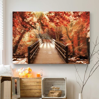 Renditions Gallery Landscape Photographic Pictures 36''L x 18''W, Autumn Bridge