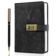 ZeriLion 240 Pages A5 Lock Journal Retro PU Leather Locking Diary Notebook - ...