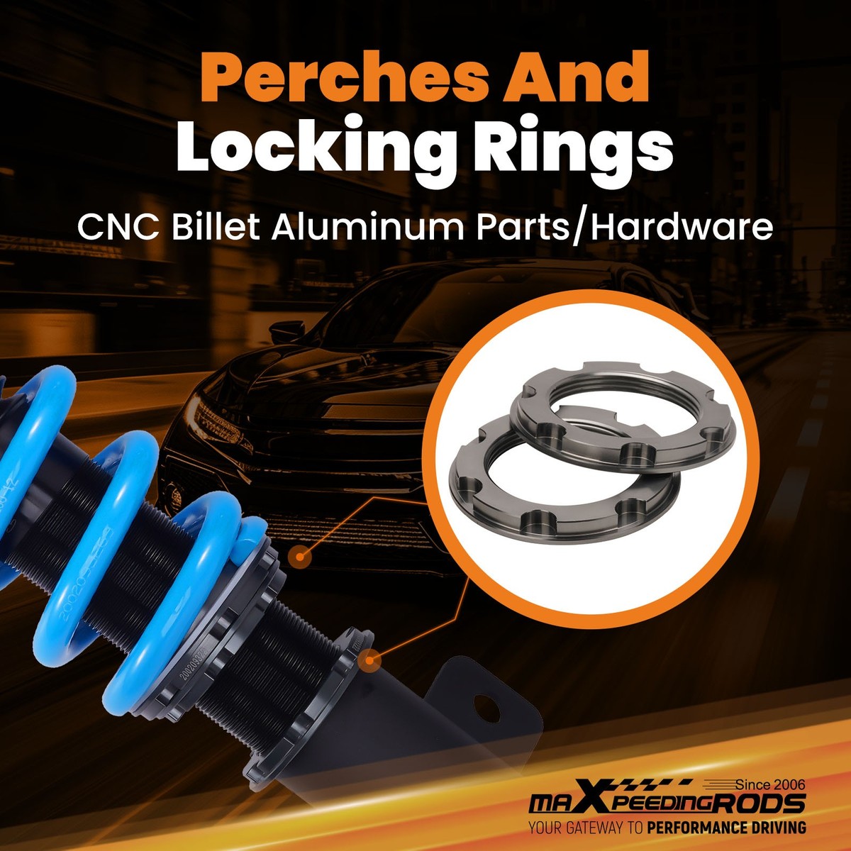 MaXpeedingrods COT6 Coilover Suspension Kit For Dodge Charger (2006-2010) & Challenger SRT-8 – 24-Way Adjustable