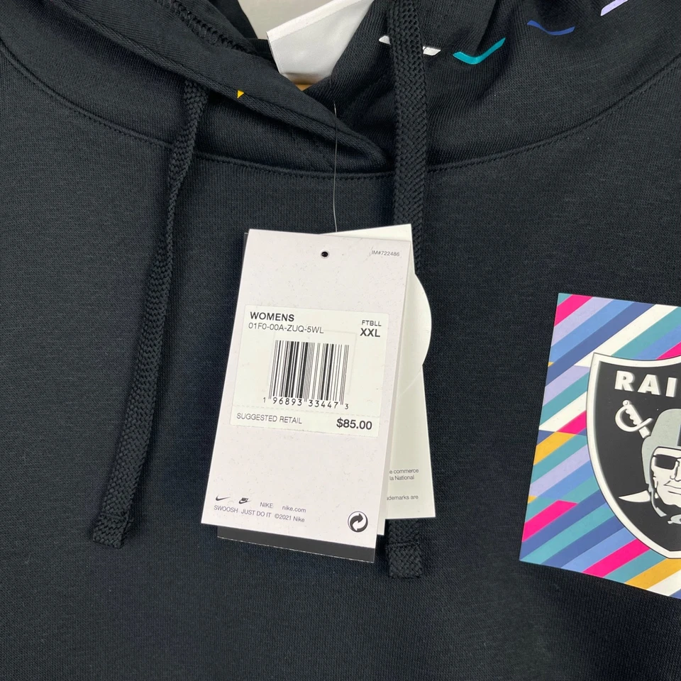 Suéter de Los Vegas Raiders para mujer 2XL XXL Nike Sudadera con capucha NFL Crucial Catch de gran tamaño Foto 4 de 4