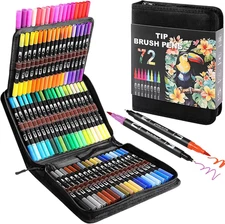 Double Brush Marker Pens, 72 Colors Art Markers Set with Fine Tip and Brush Tip