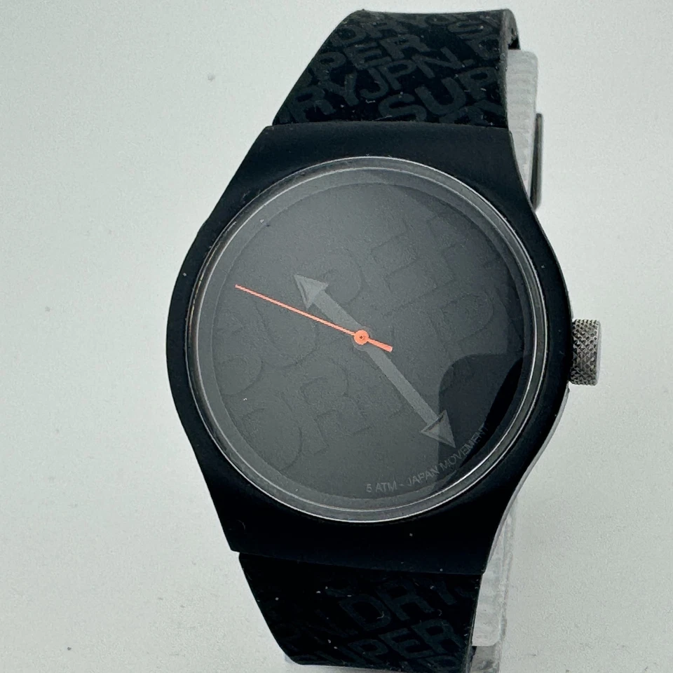 Reloj de Cuarzo Super Dry JPN Hombre 50m Negro Plástico Goma Japón Analógico Batería Nueva Foto 2 de 4