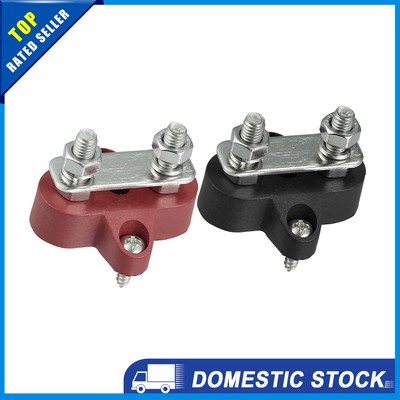 Pack of 2 Car Junction Block 1/4'' Power Post Insulated Terminal Stud Black