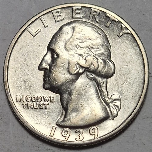 1939S Washington Silver Quarter. AU. Semi-Key Date