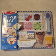 Melissa Doug Ice Cream Wooden Magnetic Puzzle Play Set - 16 Magnet Pieces