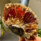 395G Natural Amber Calcite Quartz Crystal Honey Cluster Rough Specimen