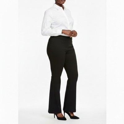 Loft Flare Dress Pants Solid Black Mid Rise Career Professional Work Size 16