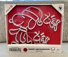 Peanuts x Target 15" Snoopy & Woodstock Flying Neon Sign Hanging NEW IN HAND