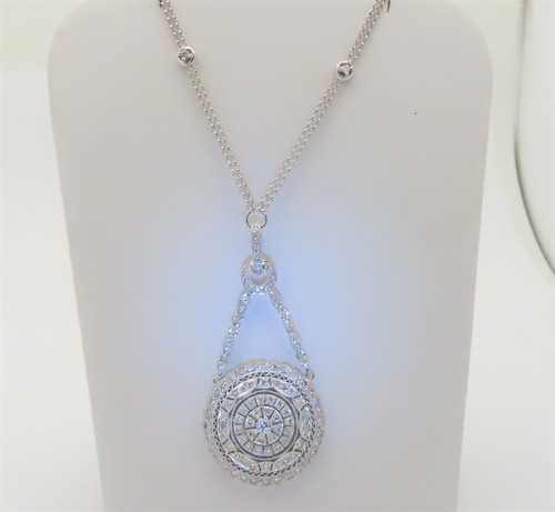 18k White Gold Diamond Necklace Bride Gift Wife Enhancer Diamonds Chain 16" N254