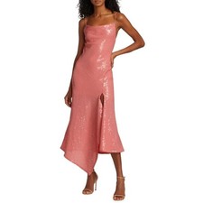 NWD Alice + Olivia Pink Harmony Sequined Asymmetric Slip Dress Womens 4 AS IS