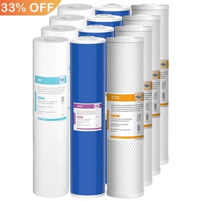 3-Stage 20''x4.5'' PP GAC CTO Carbon Block Water Filter Whole House Cartridges Set