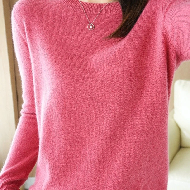 Jersey Cuello Redondo Mujer Jersey Punto Suéter Foto 3 de 4