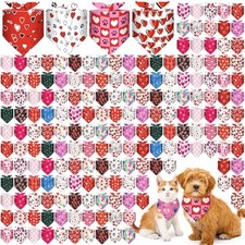 Aliceset 180 Pcs Valentine Dog Bandana Bulk Heart Bandanas for Dogs Adjustable