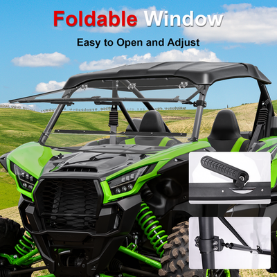 Flip Front Windshield For Kawasaki Teryx KRX 1000 2020-2025 2026