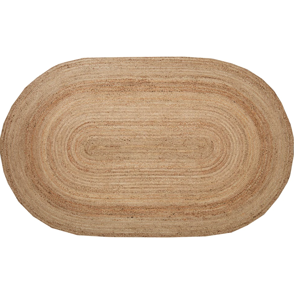 Area Rug Natural Jute Farmhouse 60x96 Oval Braided No Slip Floor Mat VHC Brands - Image 4 of 4
