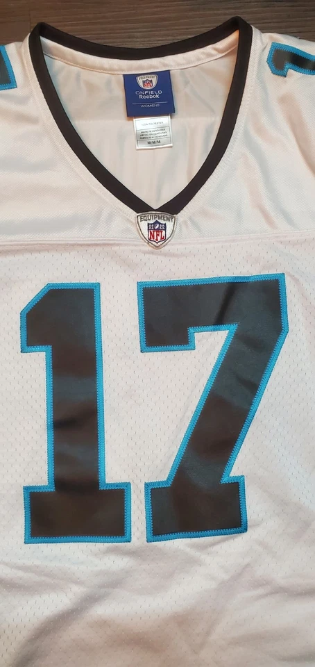 Camiseta feminina Jake Delhomme #17 Carolina Panthers costurada branca Reebok média - Imagem 3 de 4
