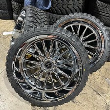 4 New 22x12 Hardcore Hc24 Wheels And 35 Tires -44 Chrome 8x180 For Gmc Chevy