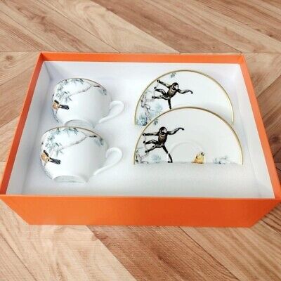 Hermes Carnets D'Equateur Tea Cup & Saucer pair Robert Hermes Carnets D'Equateur Tea Cup & Saucer pair Robert