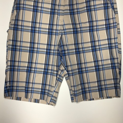 New York & Co. Shorts Womens Size 16 Tan Blue Plaid Manhattan Chino Lightweight - Picture 4 of 12