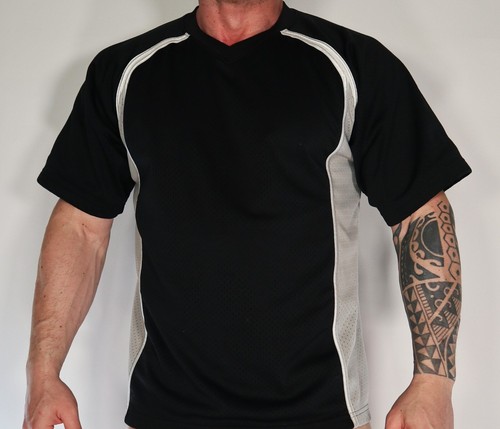 MEN'S SHORT SLEEVE BLACK MESH SHIRT ADULT LG.