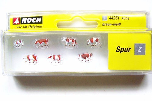 Z gauge Noch 44251 SEVEN Brown & White DAIRY COWS : 1:220 scale Figures - Picture 2 of 2