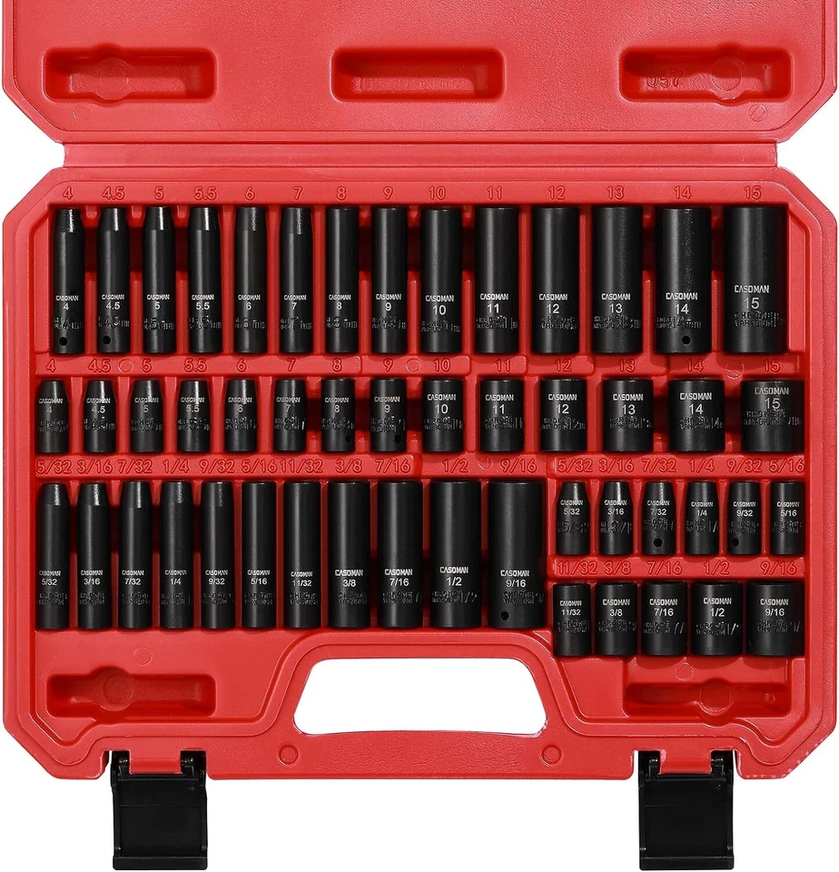 50Pcs 1/4" Drive Master Impact Socket Set 6-Point, Sae/Metric Standard/Deep,Cr-V - Image 2 of 4