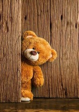 TEDDY BEAR PEEKING PEEKABOO BEAUTIFUL GREETING NOTE CARD