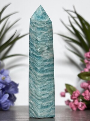 AMAZONITE TOWER - Mineral Blue Green Reiki Chakra Wand Point Witch Crystal Decor