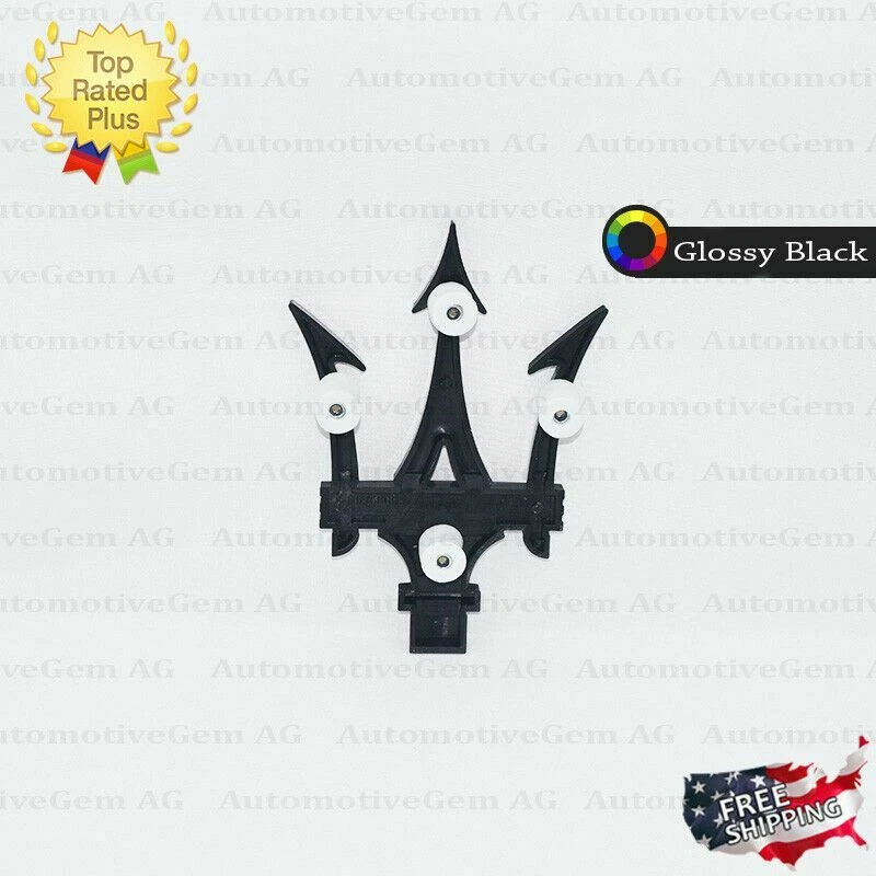 Maserati Front Grille Emblem Glossy Black Trident Logo Badge Symbol 670005377 - Image 2 of 3