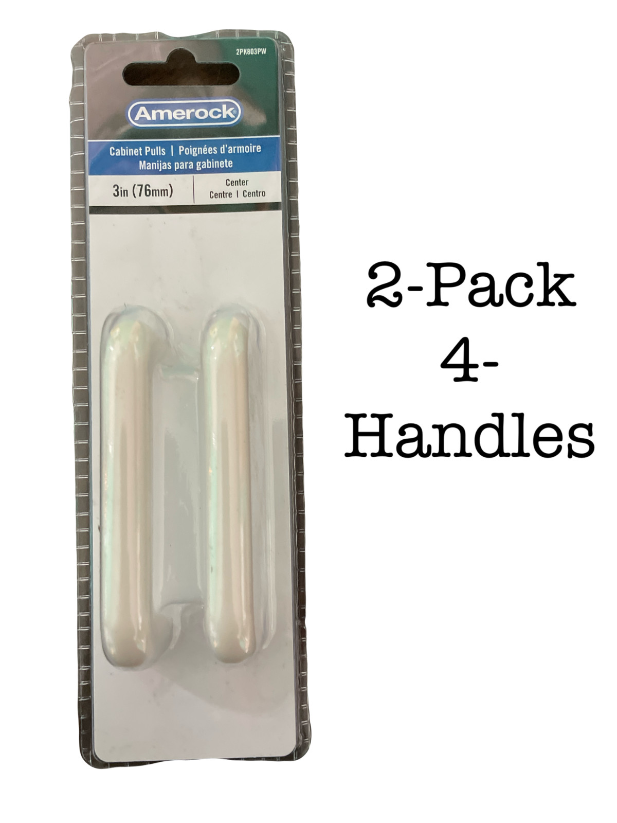 Amerock Cabinet Pull/Handle (2-PACK) 3" White Color, BP803-PW.
