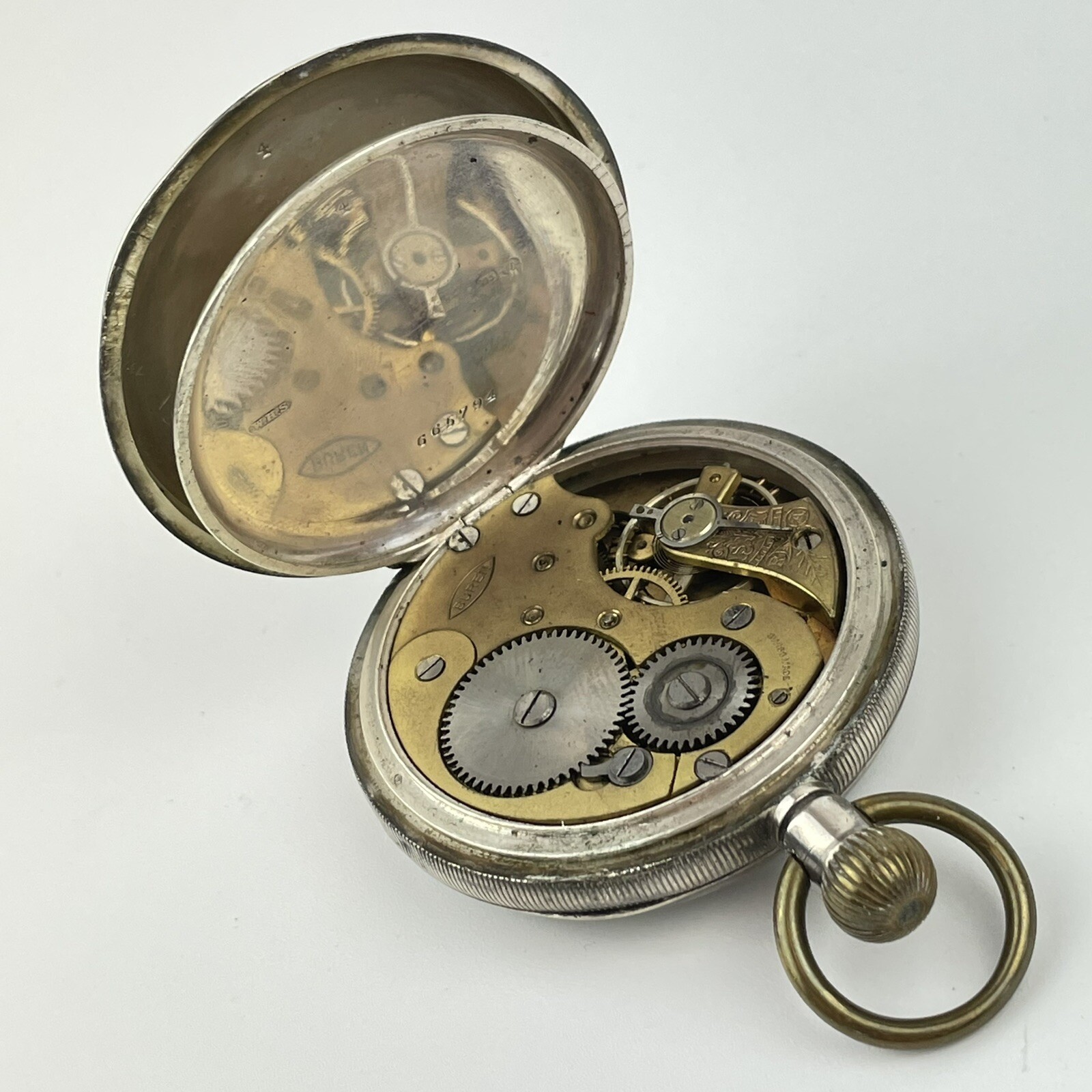 Antique Solid Silver Cased Top Winding Buren Pock… - image 9