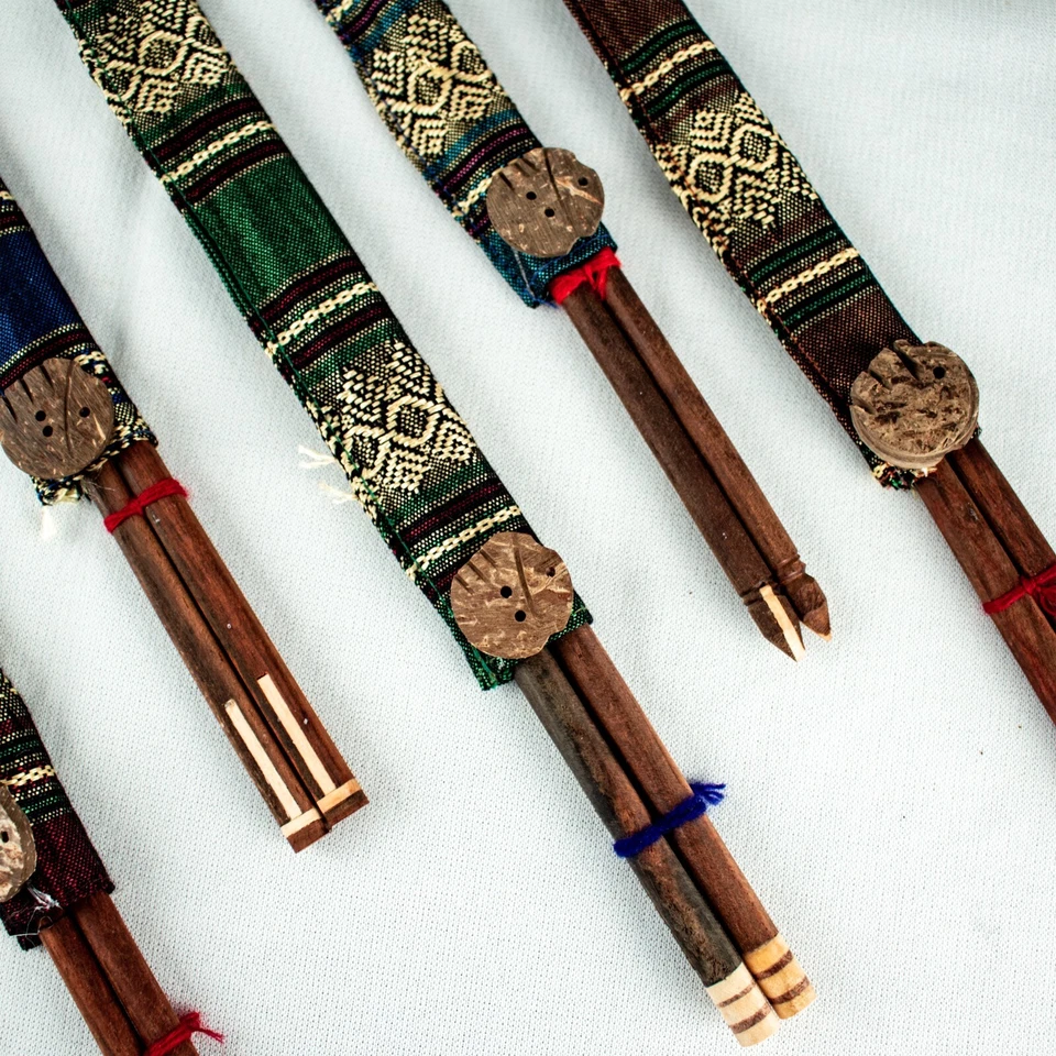 Handmade Curved Wood Bamboo Traditional Japanese Chopsticks Case Set of 6 - Image 3 of 4