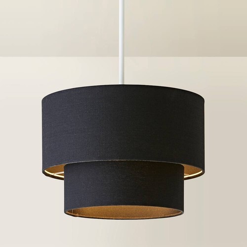 Lamp Shades For Ceiling Light Shade Linen 2 Tier Drum Lampshade Lightshade - Picture 30 of 45