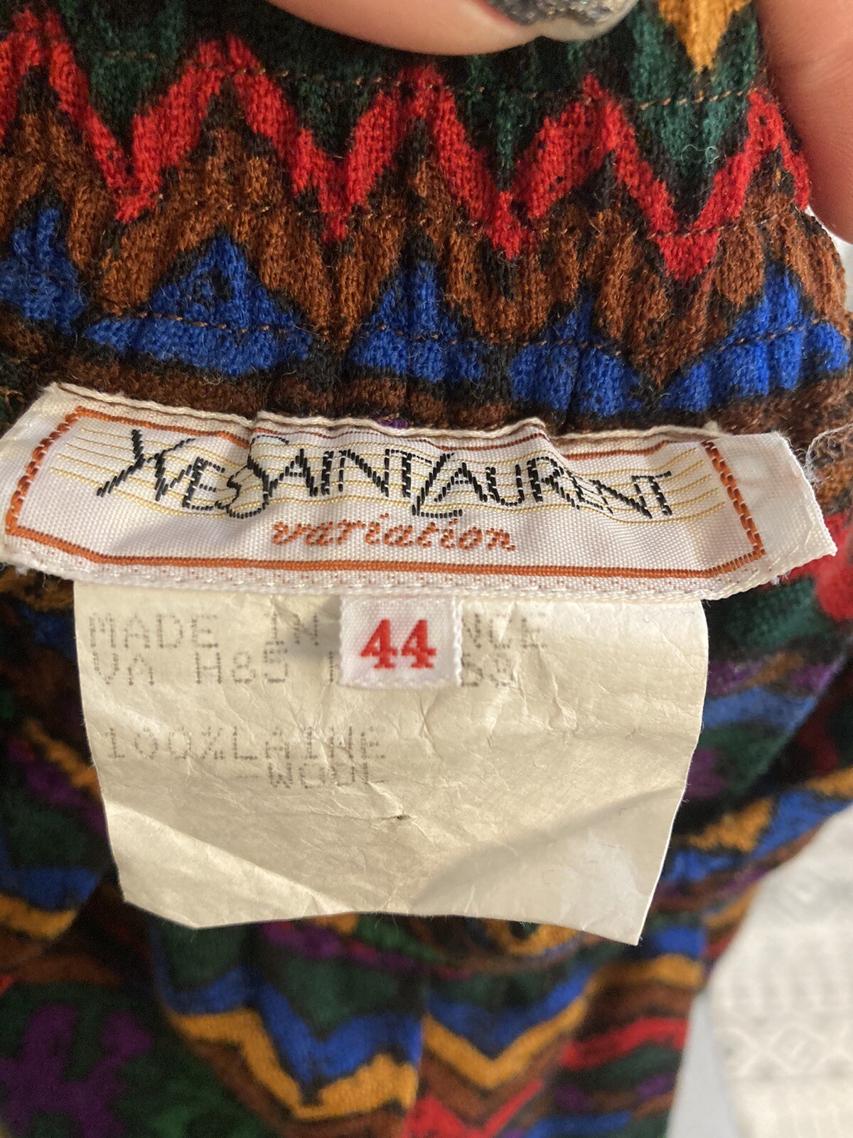 Gonna a pieghe vintage anni '80 Yves Saint Laurent variazioni stampata anni '80 vintage