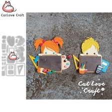 School Boy Girl Blackboard Metal Cutting Dies Scrapbooking Stencil Card Craft
