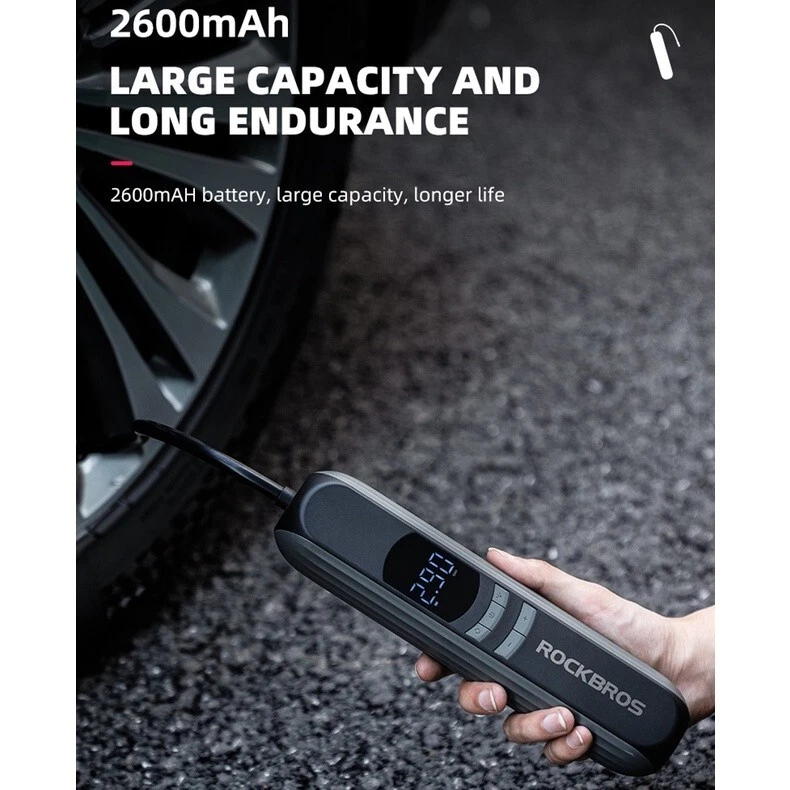 ROCKBROS Electric Bike Mini Pump 150 Psi Portable Air Compressor Rechargeable - Image 3 of 4