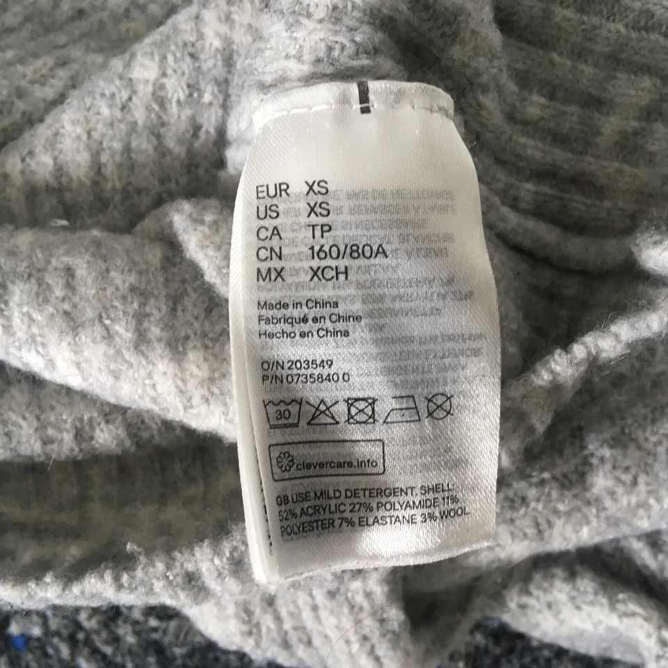 H&M grauer Pullover Mädchen Größe XS Acryl Polyamid Polyester Elasthan - Bild 3 von 4