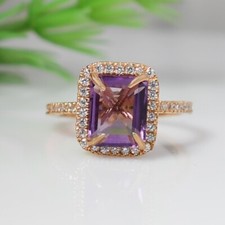 Natural Amethyst Ring 925 Sterling Silver Ring Anniversary Gift Purple Gemstone