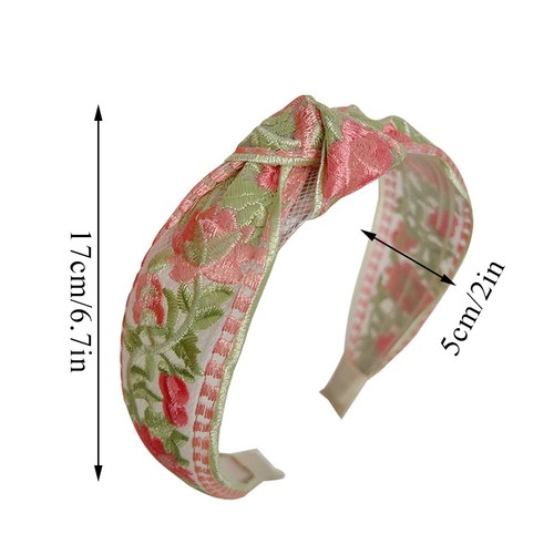 Baumwolle Leinen Kopfreifen Blumen bestickt breit Haarreif Damen Haarschmuck➳ - Bild 2 von 19