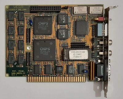 Video-7 VEGA 8-bit ISA EGA Grafikkarte (CHIPS P82C431/82C434A, retro, 1987)