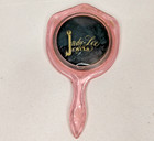 Vintage JUDY-LEE Jewels Small Mirror Clear Pink Plastic w/ Rose 4.25" jewelry