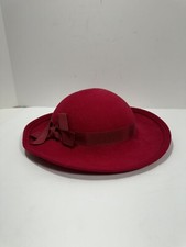 Peachfelt Vintage 100 Red Wool Hat Derby Bowler Style W Red Bowl Gorgeous 