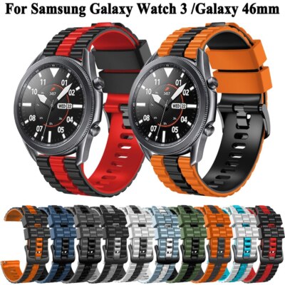 22mm Silicone Strap For Samsung Galaxy Watch 3 45mm Gear S3 Watch 46mm Soft Band