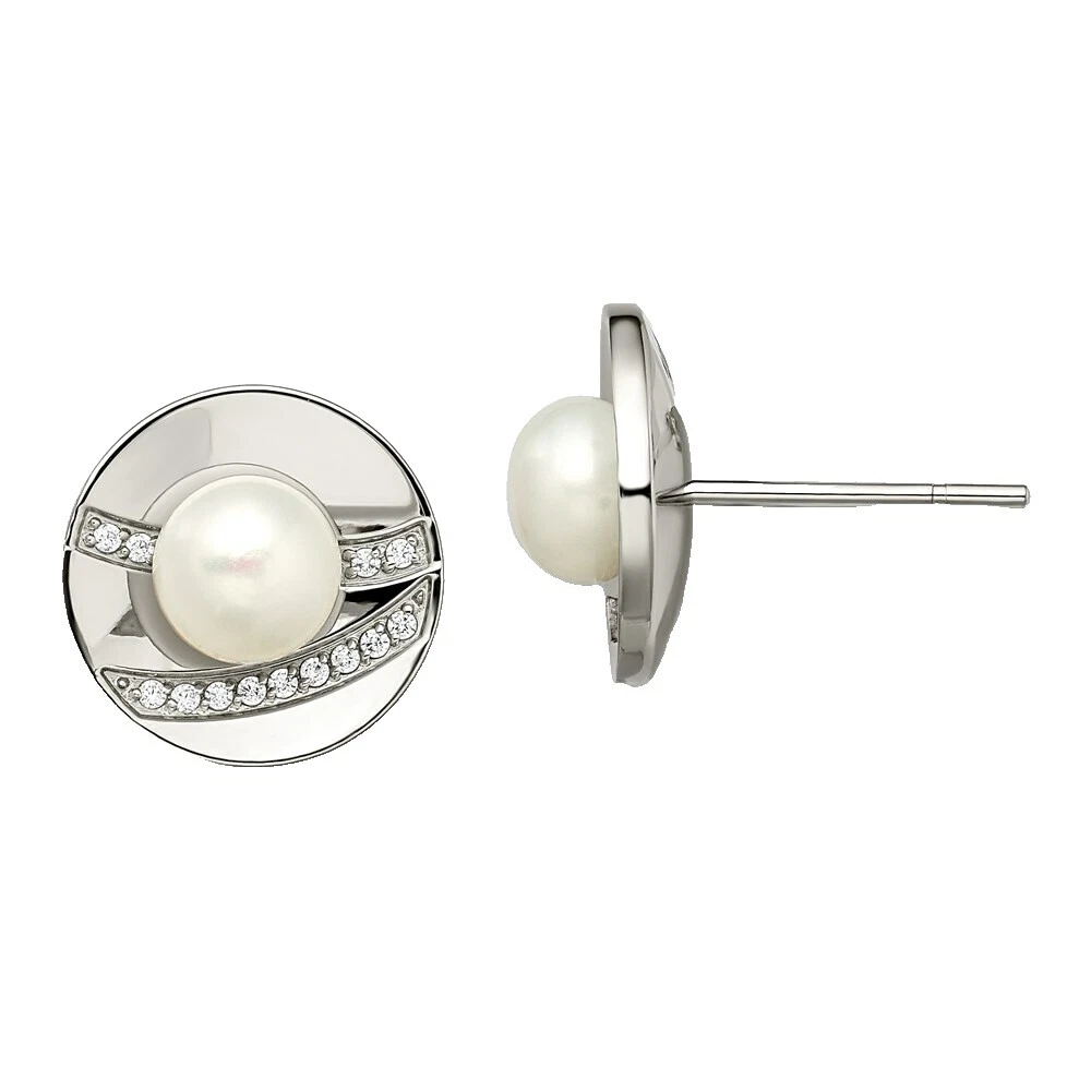 Aço Inoxidável Pérola Stud Brincos