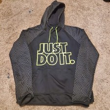 Nike Therma Fit Hoodie Sweatshirt Gray Black Gray Neon Just Do It S