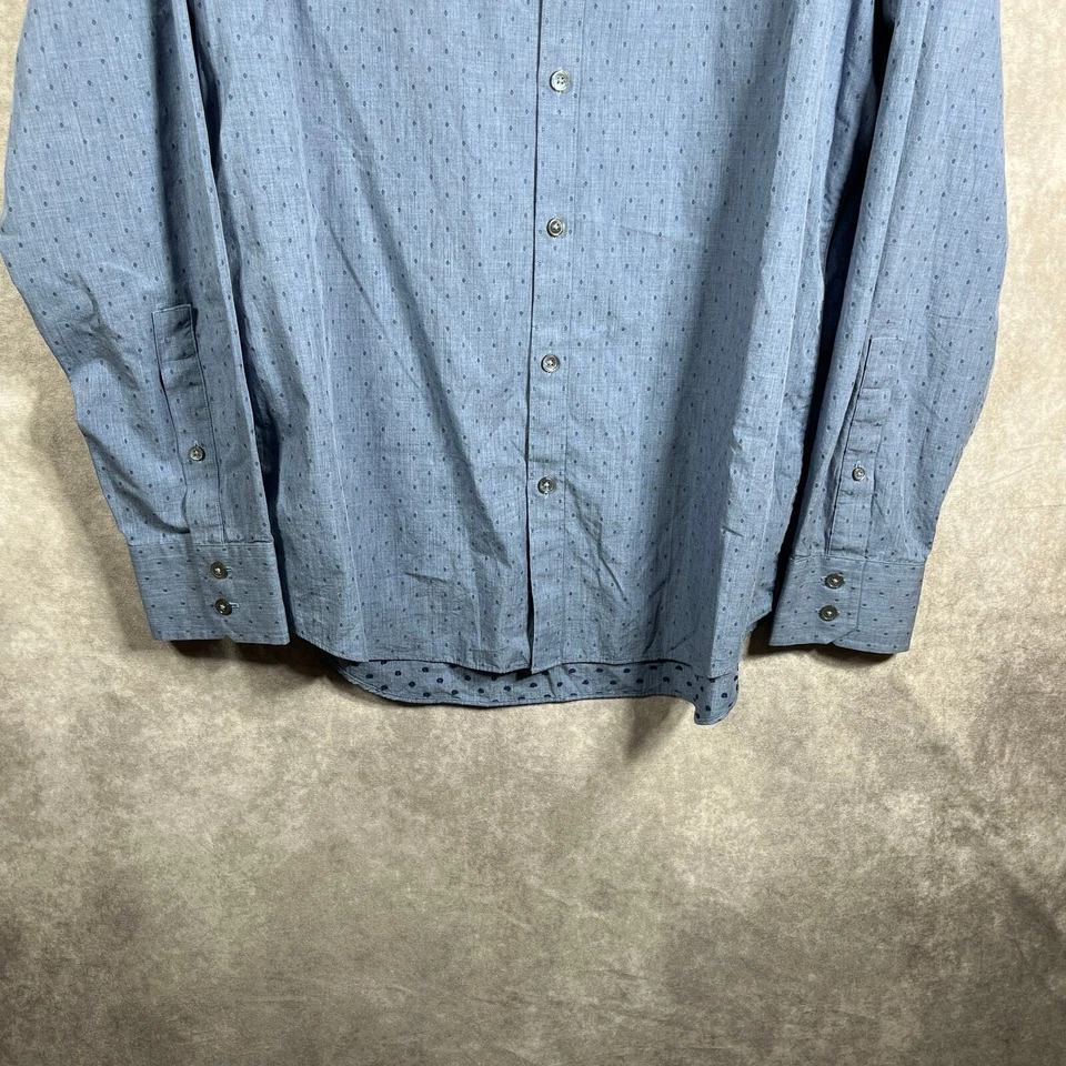 Camisa Zachary Prell Para Hombre Grande Azul Punteada Abotonada Mangas Largas Informal Preppy Foto 3 de 4